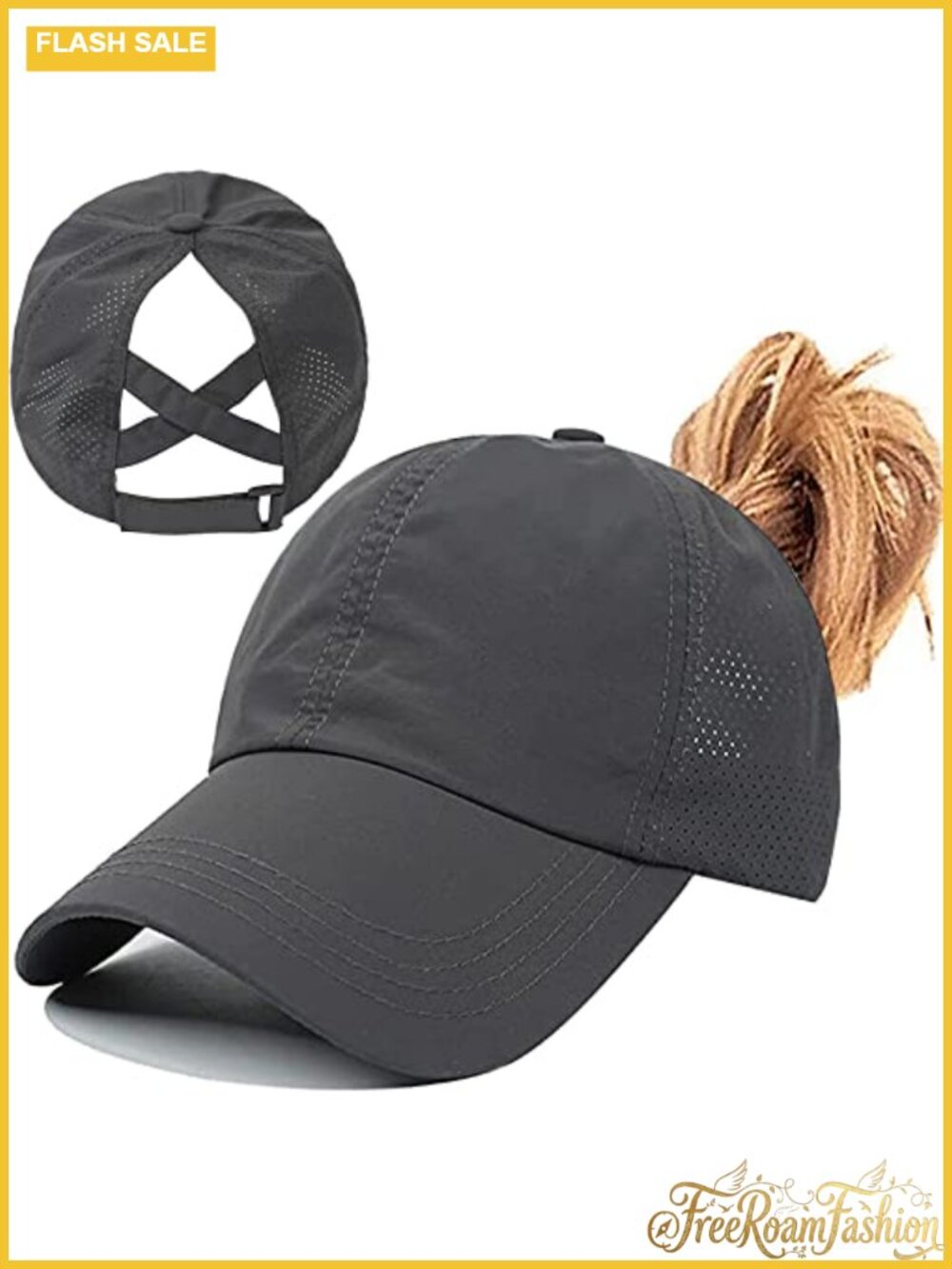 Womens Criss Cross Ponytail Hat Baseball Cap High Bun Adjustable Breathable